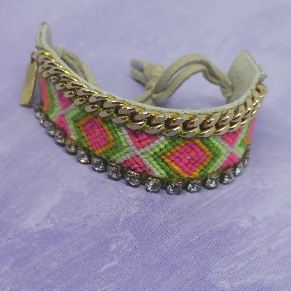 👍5 For $20 Luxury Friendship Bracelet Gold Tone & Colored Threads